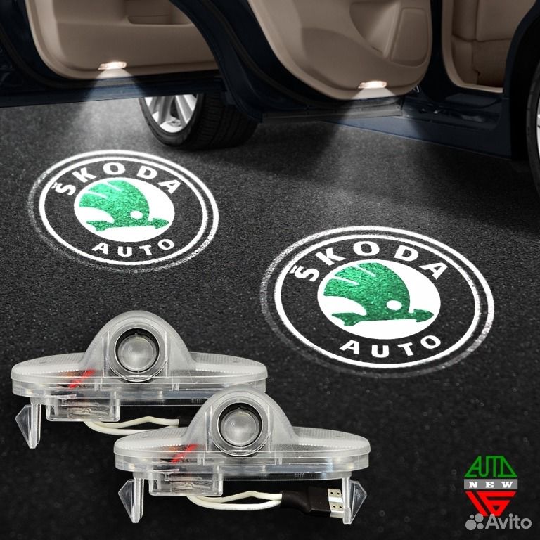 Штатная подсветка дверей Шкода Октавия - Skoda Oct