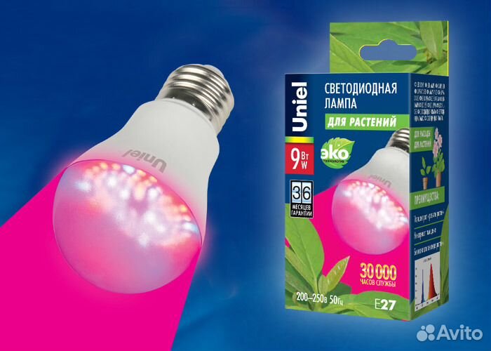 Светодиодная фито лампа для растений 9Вт купить на Зозу.ру - фотография № 1