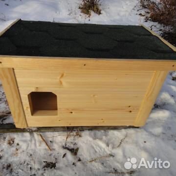 Тёплая будка с деревянной крышей для хаски купить на Зозу.ру - фотография № 2