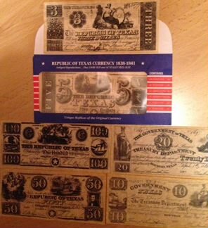 Банкноты Республики Техас 1838-41 годы Реплика