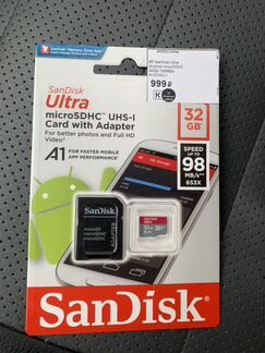 Новая Карта памяти MicroSD SanDisk Ultra 32Gb