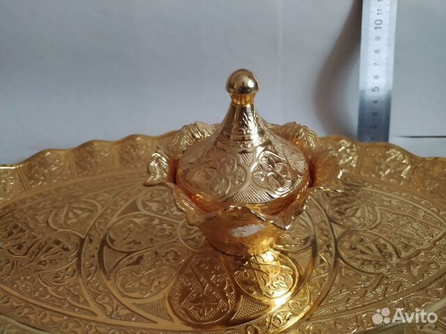 Поднос, сахарница, металл, позолота