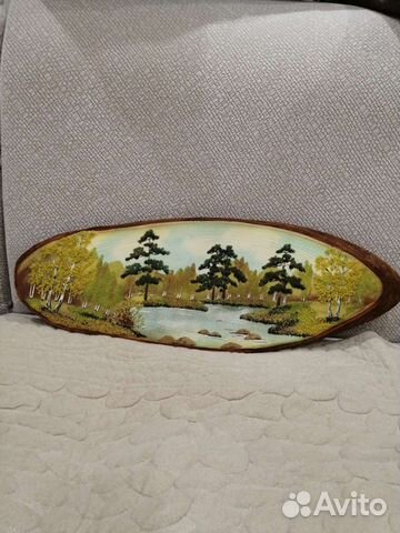 Картина на срезе дерева