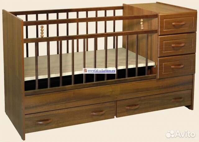 Детская кроватка-трансформер + 2 матраса