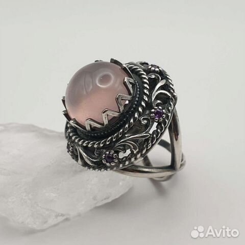 Серебряное кольцо с розовым кварцем