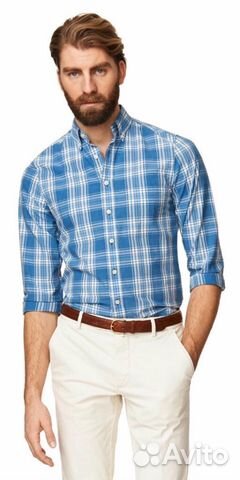 Gant новая рубашка голубая в клетку оригинал