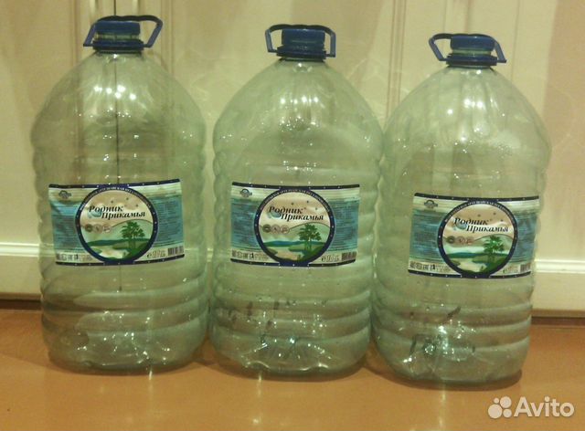 Пустые чистые пэт-бутыли от воды. Емкость 5л, 10л