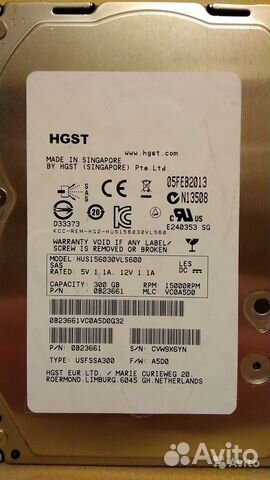Серверный жесткий диск Hgst HUS156030VLS600 300 GB
