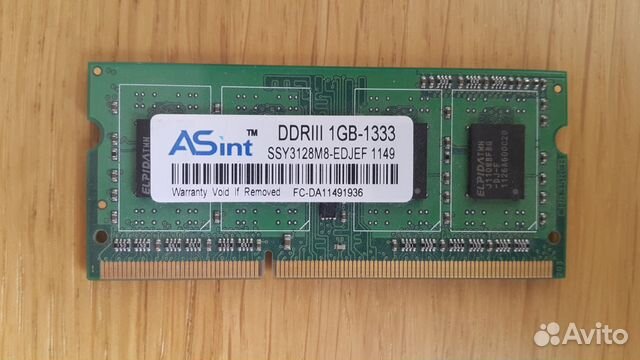 Оперативная память ASint DDR3 1Gb для ноутбука в Москве, цена 400 руб. | Объявления о продаже в категории Товары для компьютера