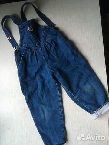 Джинсовый полукомбинезон, р.98, утеплённый, джинсы Джинсовый полукомбинезон, р.98, утеплённый, джинсы