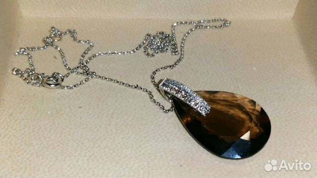 Кулон золотой с топазом и бриллиантами