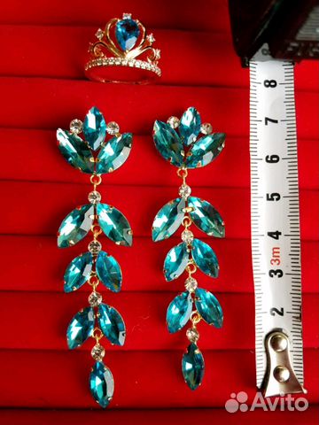 Кольцо Корона р.18-18,5 и серьги Адриатика