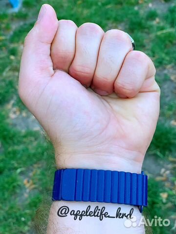 Ремешок кожаная петля Синий для Apple Watch 42-44m Ремешок кожаная петля Синий для Apple Watch 42-44m