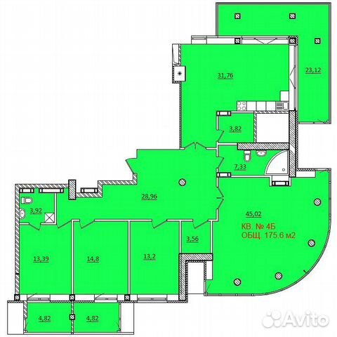 4-к квартира, 181 м², 24/24 эт.