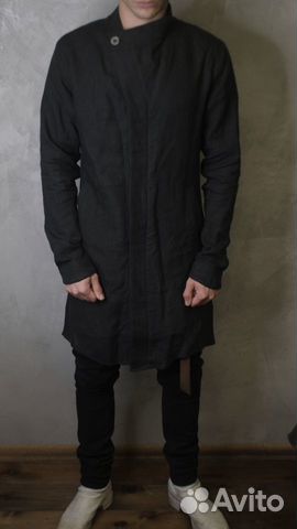 Тренч пальто мужской асcиметричного кроя N13L лён Тренч пальто мужской асcиметричного кроя N13L лён