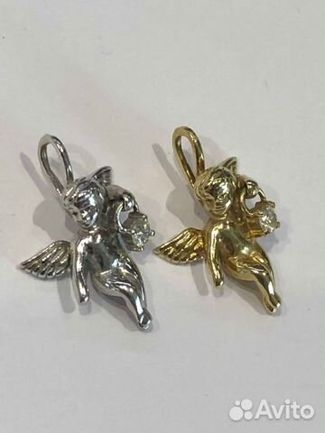 Подвеска кулон золото Ангел с брилл фонариком 3,5г Подвеска кулон золото Ангел с брилл фонариком 3,5г