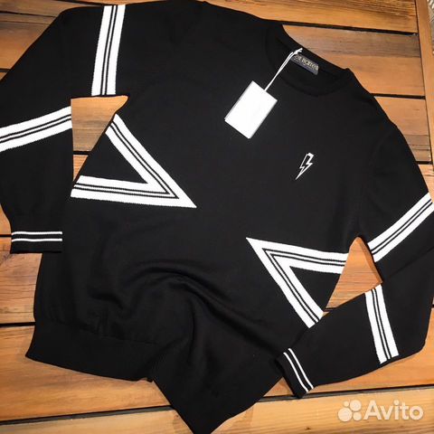 Джемпер Neil Barrett 2020 черный/серый все разм Джемпер Neil Barrett 2020 черный/серый все разм