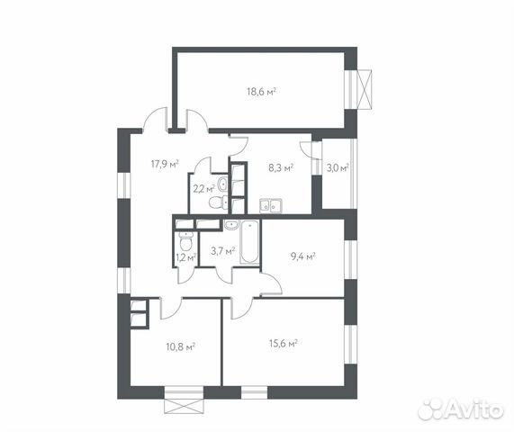 4-к квартира, 89.6 м², 11/15 эт. 4-к квартира, 89.6 м², 11/15 эт.