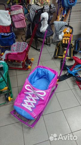Санки с складной ручкой Ника