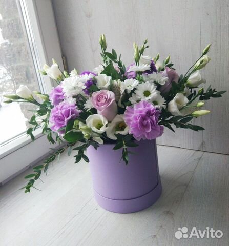 Букет. Цветы в шляпной коробке