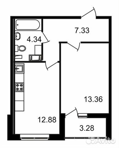 1-к квартира, 37.9 м², 2/14 эт. 1-к квартира, 37.9 м², 2/14 эт.