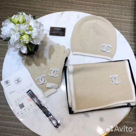 Шапка+шарф+перчатки chanel Шапка+шарф+перчатки chanel