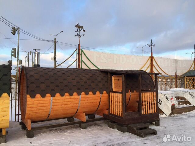 Баня бочка с верандой