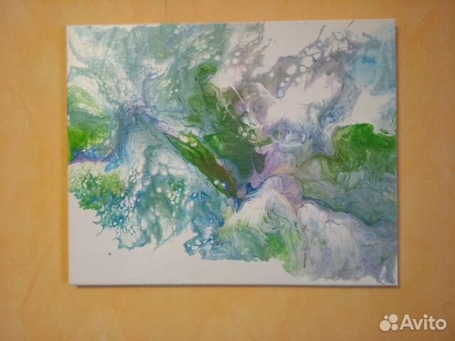 Картина абстракция 40*50, акрил в технике fluid-ar