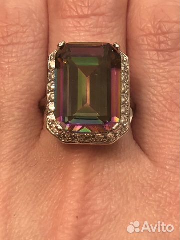 Кольцо с «топаз мистик» и цирконием