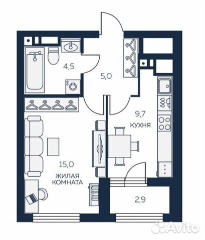 1-к квартира, 35.6 м², 14/21 эт. 1-к квартира, 35.6 м², 14/21 эт.