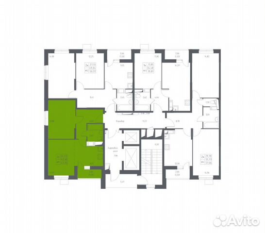 2-к квартира, 43.9 м², 13/17 эт.