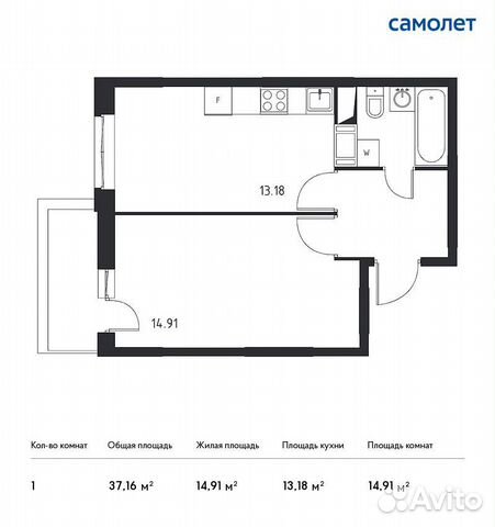 1-к квартира, 37.2 м², 10/17 эт.