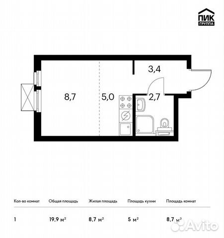 Студия, 19.9 м², 5/32 эт.