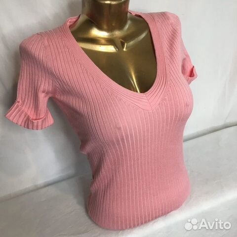 Футболка коралловая в рубчик 42-44 Футболка коралловая в рубчик 42-44