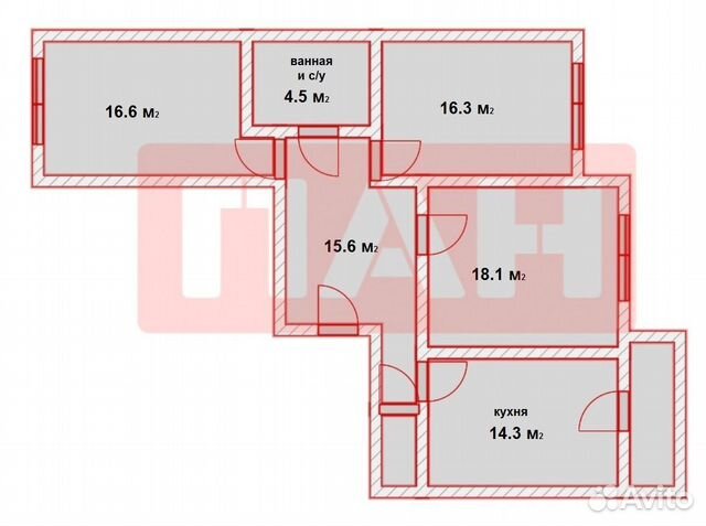 3-к квартира, 87.7 м², 14/14 эт. 3-к квартира, 87.7 м², 14/14 эт.