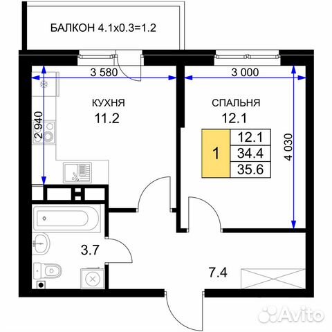 1-к квартира, 35.6 м², 11/16 эт. 1-к квартира, 35.6 м², 11/16 эт.