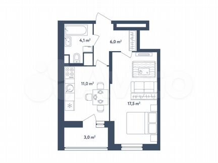 1-к квартира, 40.1 м², 12/25 эт.