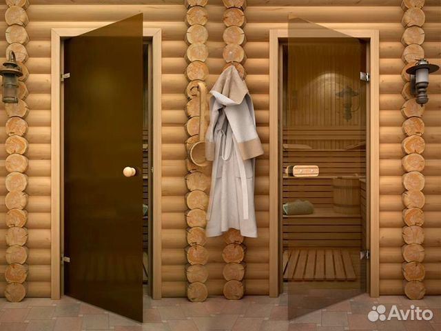 Дверь стеклянная для бани