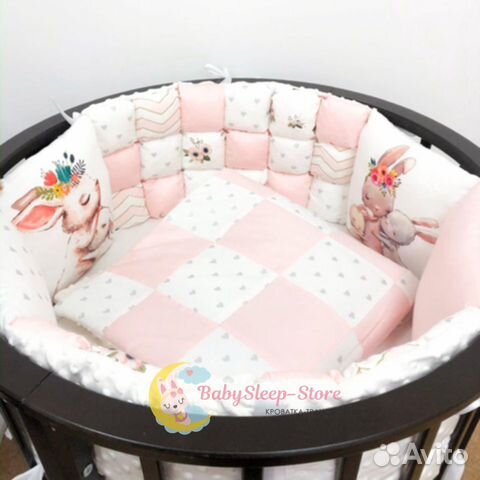 Бортики и комплекты постельного в кроватку (Сатин)