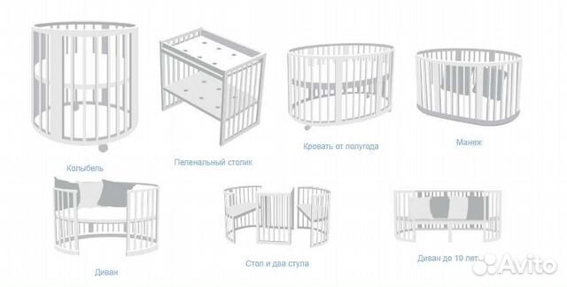 Детская кроватка трансформер круглая