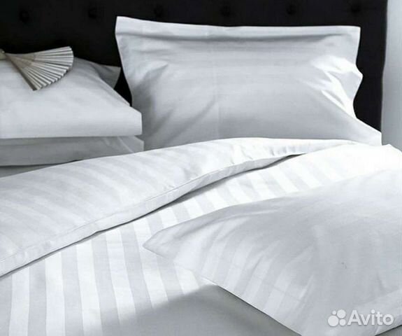 Белье постельное страйп сатин белое