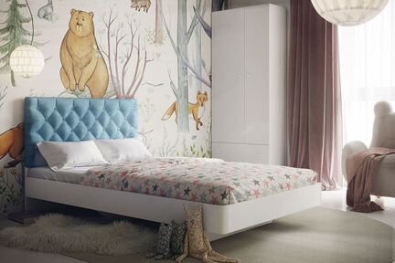 Подростковая кровать Милана 120х200 Бирюза/Стразы