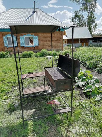 Мангал барбекю с крышей разборный