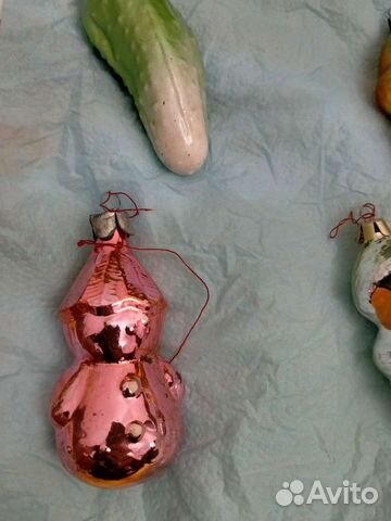 Ёлочные игрушки СССР пёс мастино, фигурки, огурец