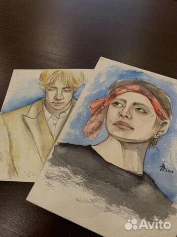 BTS Тэхен портретный рисунок