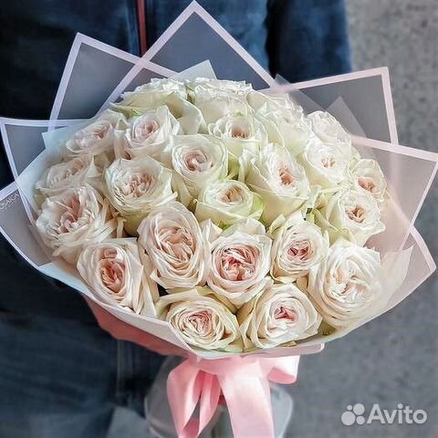 Роза Новосибирск 25 шт. White Ohara №136