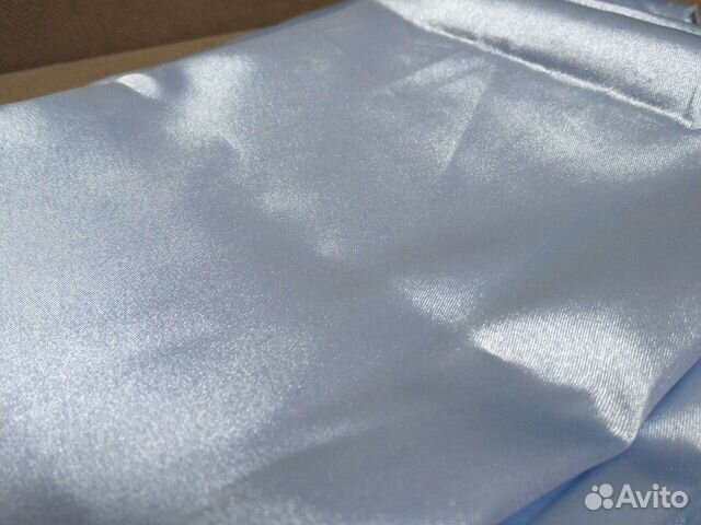 Ткань новая голубая 140*145 атлас синтетический