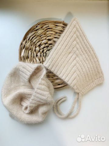 Шапка эльфик и Снуд - зимний комплект