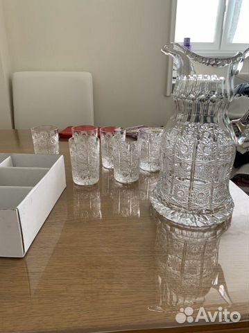 Чешский хрусталь. Кувшин и 6 стаканов