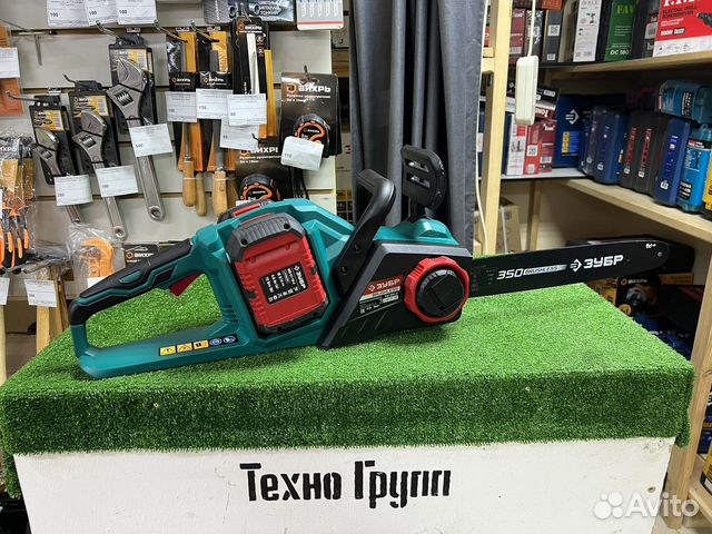 Зубр 36В бесщеточная пила цепная, 2х18В акб (4Ач)